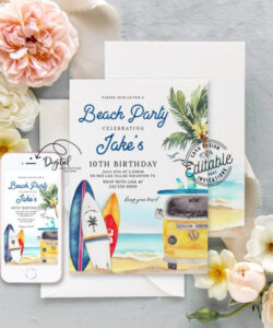 Printable Beach Theme Party Invitation Template Doc