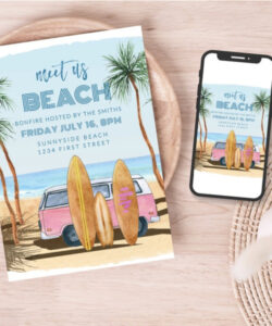 Printable Beach Theme Party Invitation Template Excel