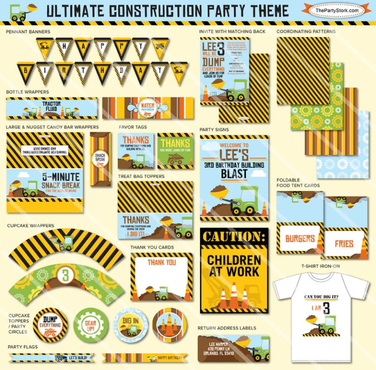 Printable Construction Birthday Party Invitation Template Excel