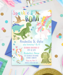 Printable Dinosaur Birthday Party Invitation Template