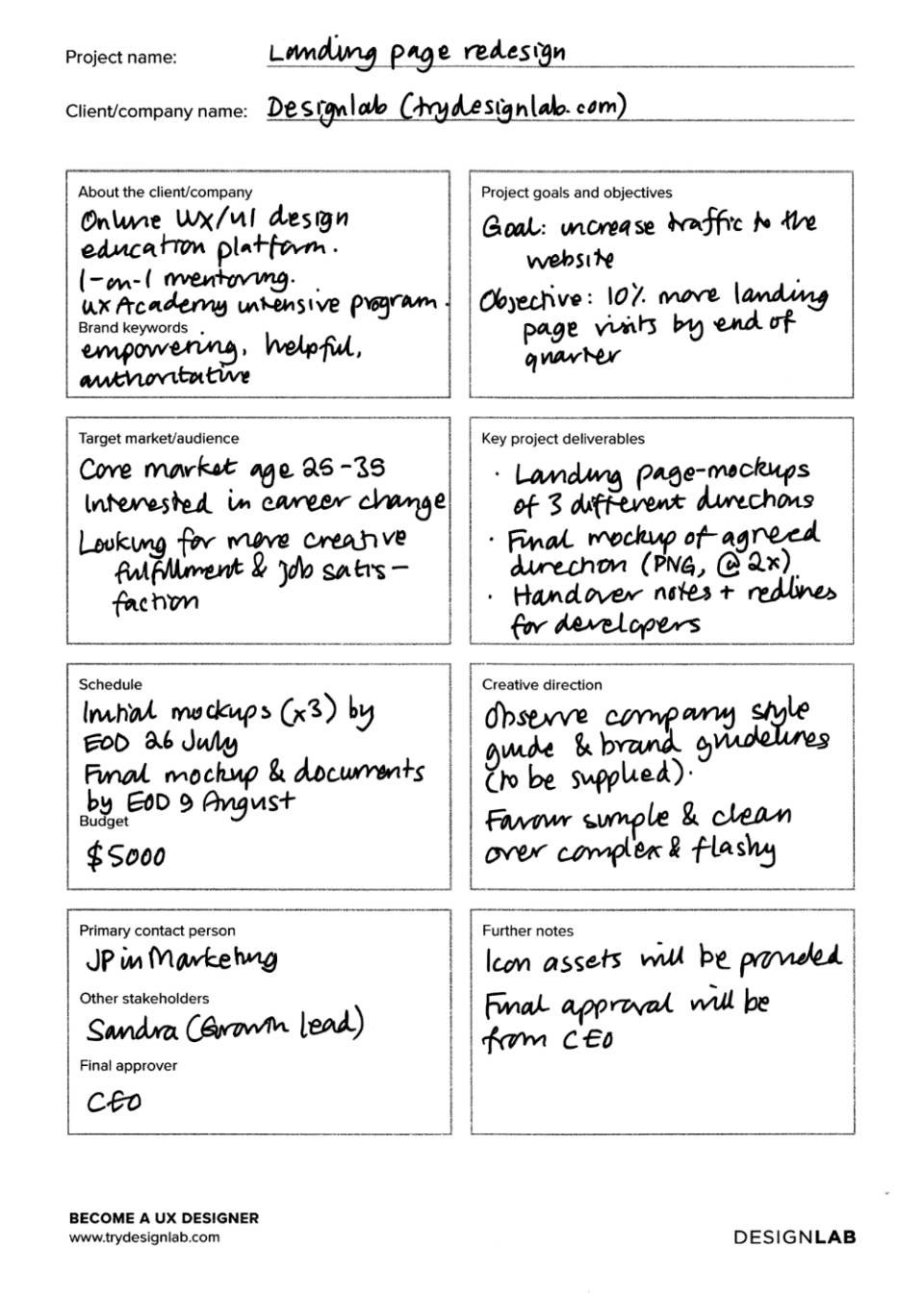 printable engineering design brief template