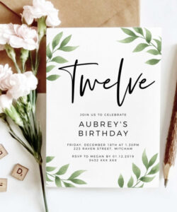 Blank 12Th Birthday Party Invitation Template Word