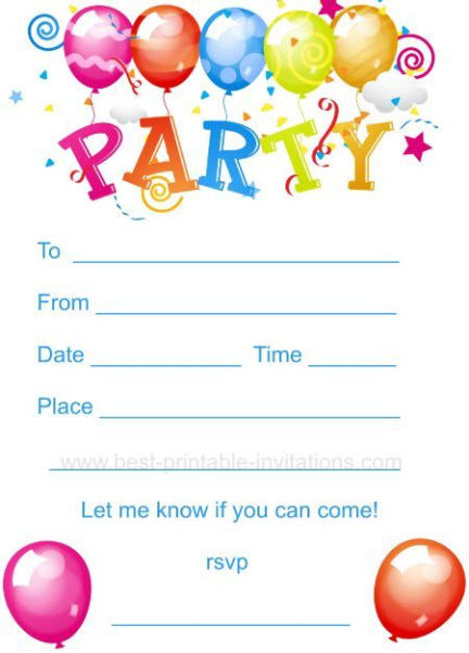 Printable 12Th Birthday Party Invitation Template Doc Sample