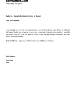 Blank Guest Speaker Invitation Letter Template  Sample