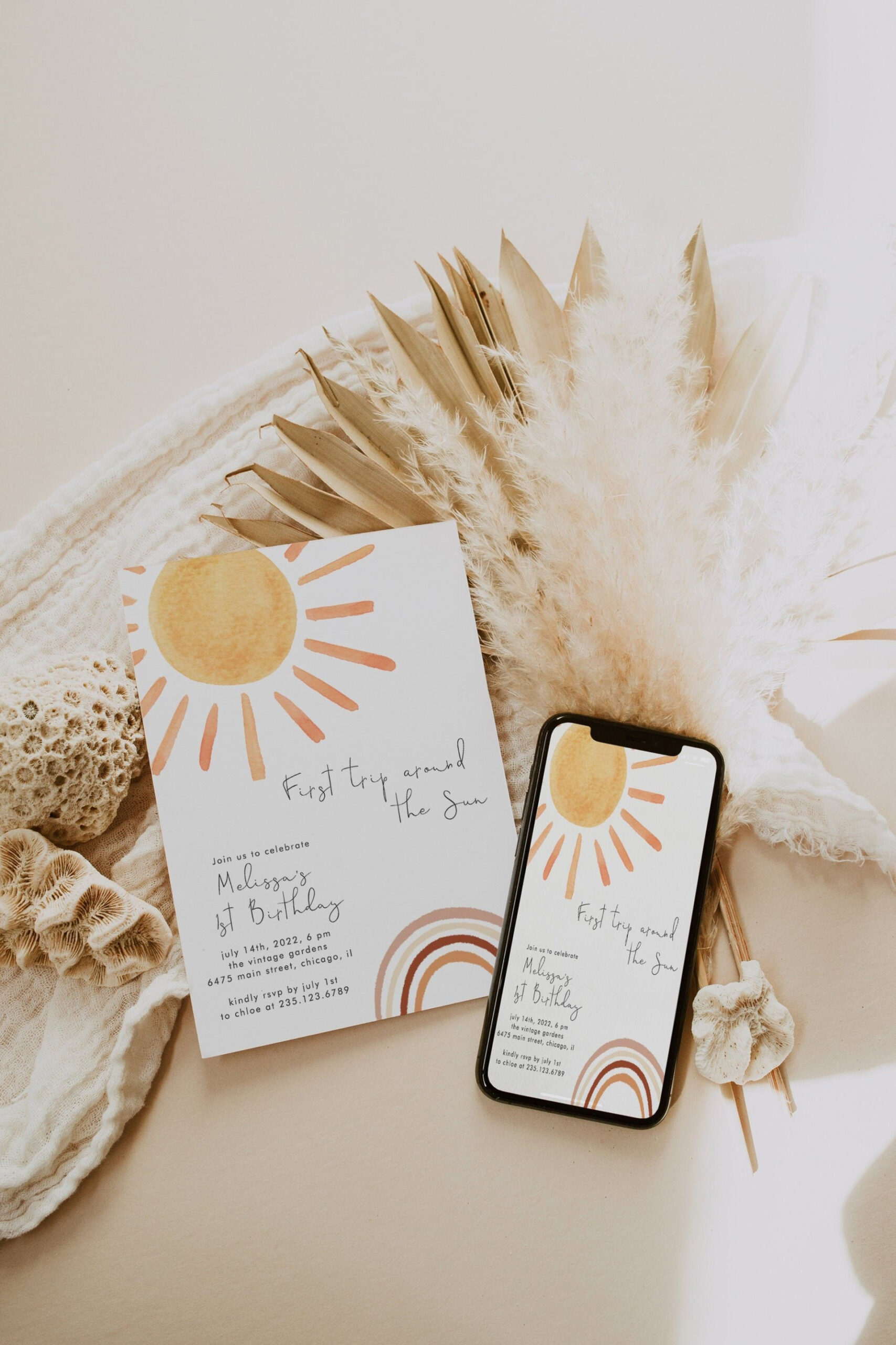 Custom First Trip Around The Sun Invitation Template Pdf