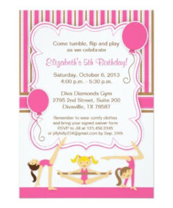 Free Blank Gymnastics Birthday Party Invitation Template  Sample