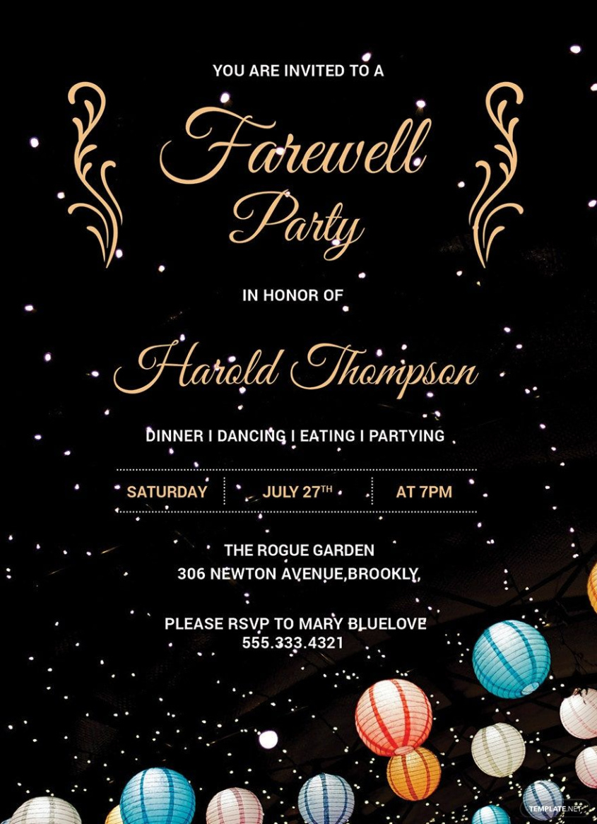 Free Custom Farewell Party Invitation Card Template Doc
