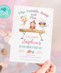 Free  Gymnastics Birthday Party Invitation Template Word Sample