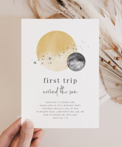 Free Printable First Trip Around The Sun Invitation Template Word