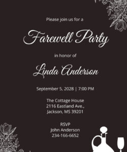 Printable Farewell Party Invitation Card Template  Sample