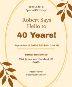 Blank 40Th Birthday Party Invitation Template Word