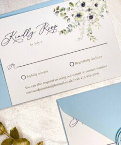 Blank Dusty Blue Wedding Invitation Template  Sample