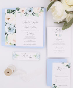 Blank Dusty Blue Wedding Invitation Template Word Sample
