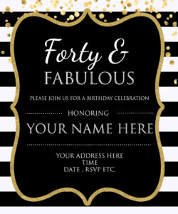 Custom 40Th Birthday Party Invitation Template Word