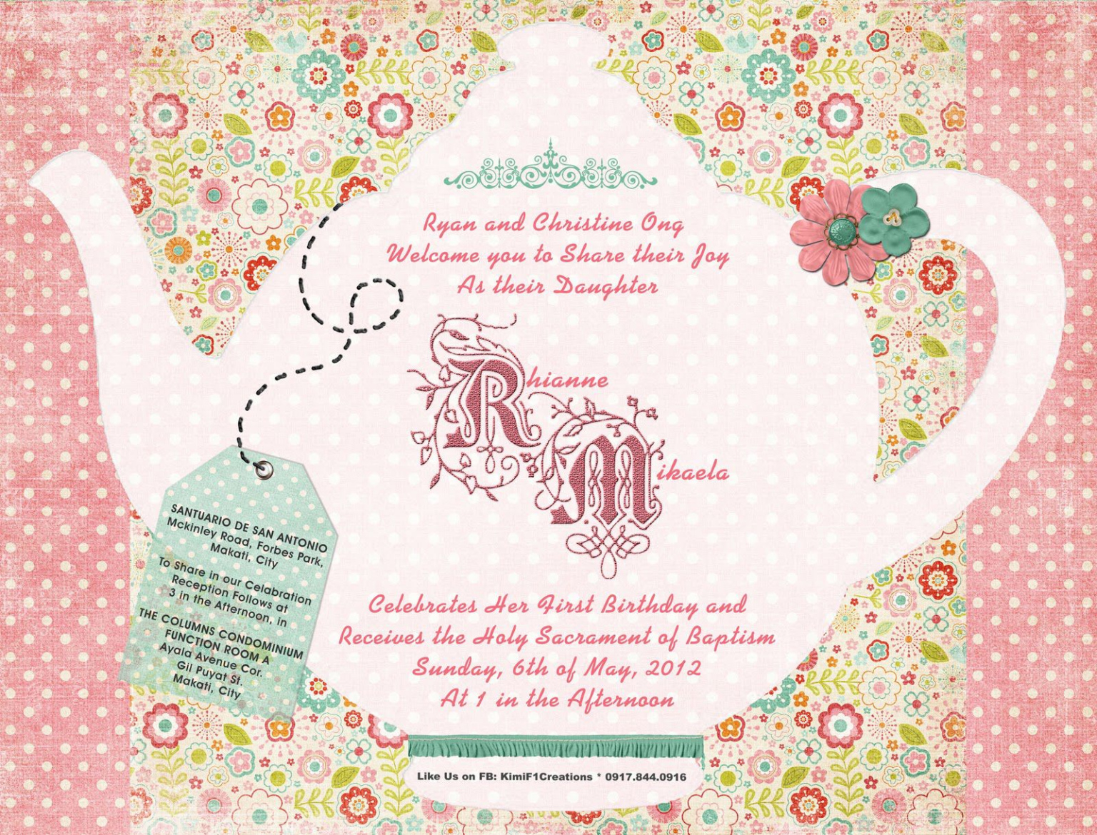Custom Bridal Shower Tea Party Invitations Template Doc Sample