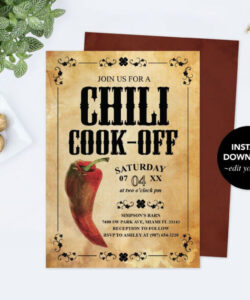 Custom Chili Cook Off Invite Template Excel Sample