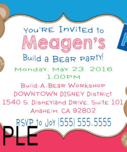Editable Build A Bear Party Invitations Template Pdf