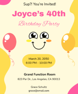 Free Blank 40Th Birthday Party Invitation Template Pdf Sample