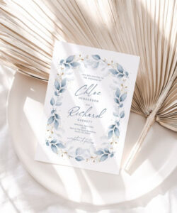 Free  Dusty Blue Wedding Invitation Template Pdf