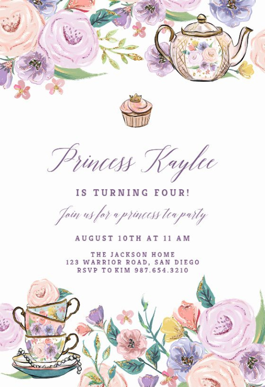 Free Printable Bridal Shower Tea Party Invitations Template Doc