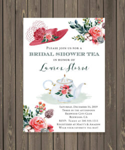 Free Printable Bridal Shower Tea Party Invitations Template Word Sample