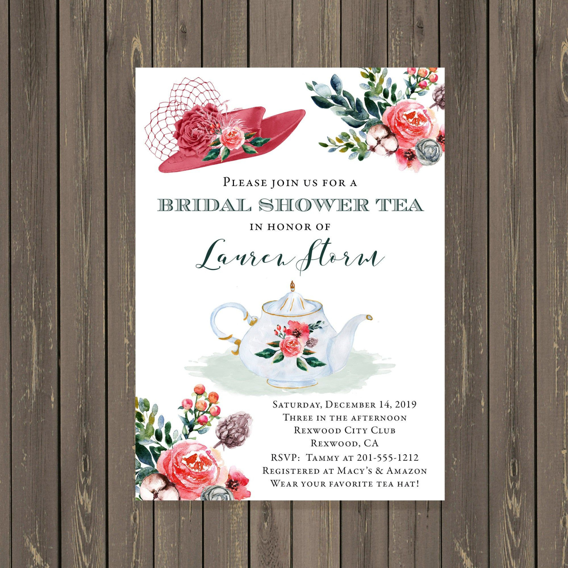 Free Printable Bridal Shower Tea Party Invitations Template Word Sample