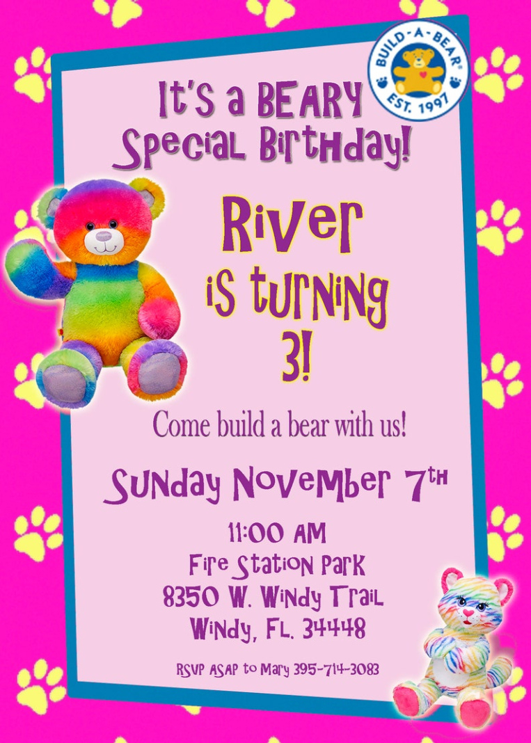 Free Printable Build A Bear Party Invitations Template
